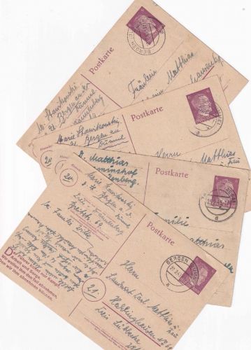DR - 4x6 Pfg. AH Ganzsache Bergen (Dumme) + Treptow (Rega 10.-20.2.45 - Text !!