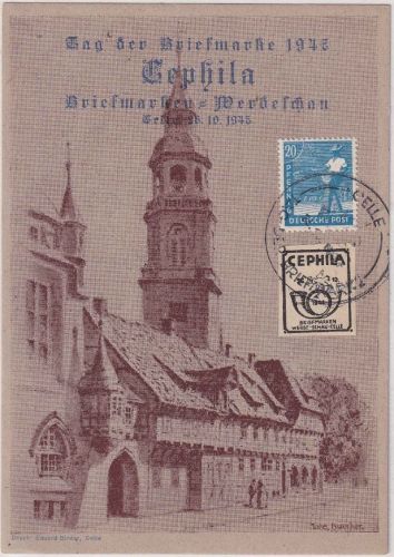 All.Bes. - Celle 1947 Tag der Briefmarke Sonderkarte m. SST zur Cephila