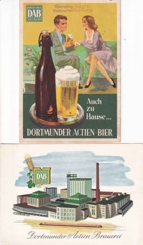 NRW - Dortmund Actien-Brauerei 2 farb. Werbekarten 50er Jahre