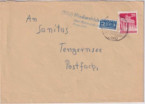 Bizone - (24a) Niederstrich ü. Himmelpforten Landpost-L3 Brief n. Tegernsee 1949