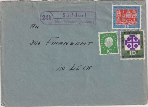 BRD - (24b) Süddorf ü. Wittdün (Amrum) Landpost-Ra2 Brief n. Leck 1959