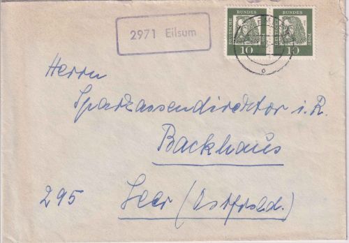 BRD - 2971 Eilsum Landpost-Ra1 Brief Emden (aptiert !) - Leer 1963