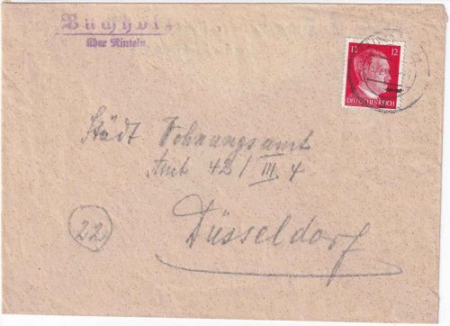 DR - Buchholz ü. Rinteln Landpost-Ra2 Brief n. Düsseldorf 13.2.45