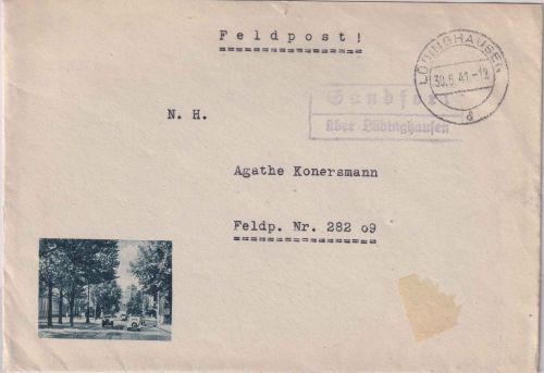 DR - Sandfort ü. Lüdinghausen Landpost-Ra2 Feldpostbrief an Fp.Nr. 28209 1941