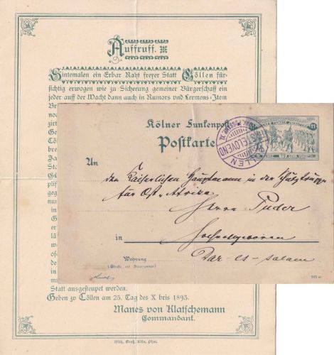 DR/Saalpost - Köln 1893 Kölner Funkenpost Klappkarte "Auffruff" (Karneval)