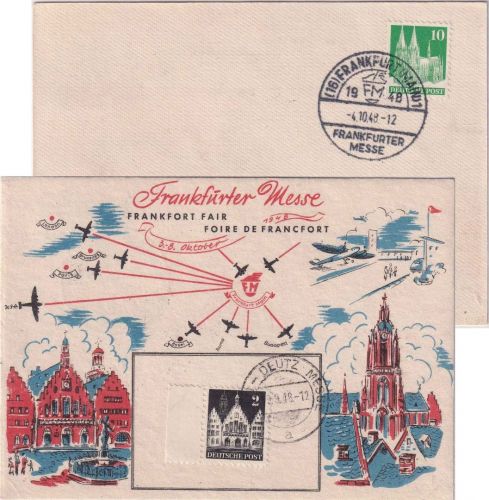 Bizone - Köln-Deutz-Messe 1948 Tagesstempel Sonderkarte Frankfurter Messe + SST