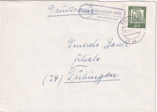 BRD - (14b) Biberach (Riß) Jordansbad Landpost-Ra2 Brief n. Tübingen 1962