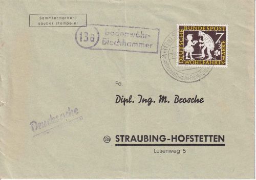 BRD - (13a) Bodenwöhr-Blechhammer Landpost-Ra2 Drucksache n. Straubing 1960