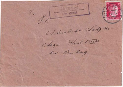 DR - Ebenried ü. Feucht Landpost-Ra2 Brief n. Kastl 1944