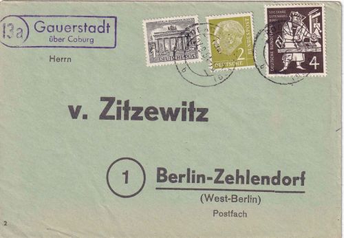 BRD - (13a) Scherneck Landpost-Ra1 Drucksache Coburg - Berlin 1954