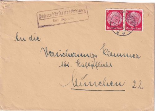 DR - Sickershäuserwegsiedlung ü. Kitzingen Landpost-Ra2 Brief n. München 1937