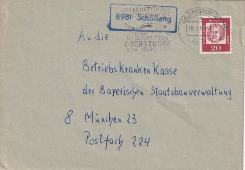 BRD - 8981 Schöllang Landpost-Ra1 Brief Oberstdorf - München 1964