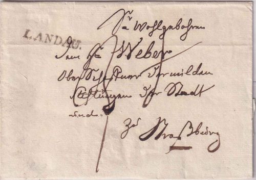 Bayern/Frankreich - Landau L1 Portobrief n. Straßburg 1819