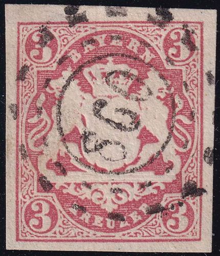 Bayern - 3 Kr. Wappen geschn. oMR 860 (Mühlhausen Ofr.)