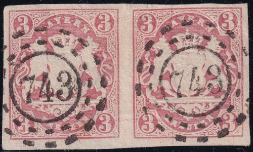 Bayern - 3 Kr. Wappen geschn. waagr. Paar oMR 743 (Mangolding)