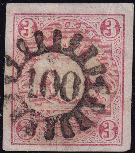 Bayern - 3 Kr. Wappen geschn. fast zentr. gMR 100 Ebrach Ofr.