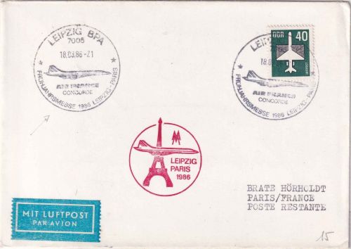 DDR - Air France Concorde Leipziger Messe Sonderflug Leipzig - paris 1986