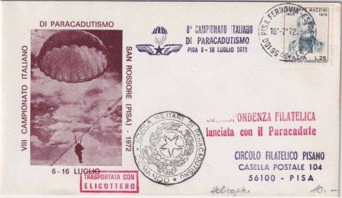 Italien - Fallschirmpost/Helikopterpost Pisa 1972 Schmuckbrief
