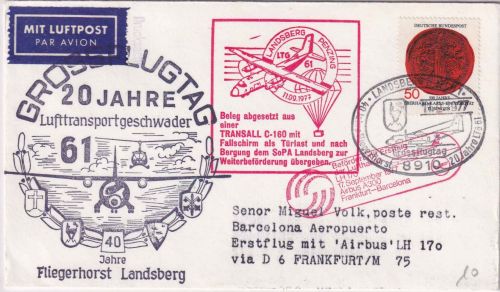 BRD - Fallschirmpost SST Landsberg a/Lech Zuleitungspost LH-Erstflug 1977