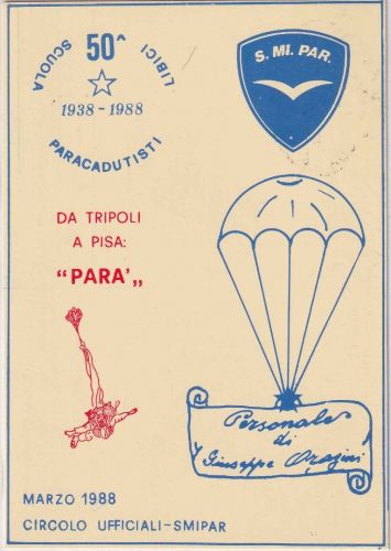 Italien - Sonderkarte 1938-1988 Scuola Paracadutisti Fallschirmpost Pisa 1988