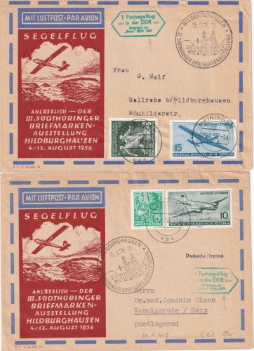 DDR - Meiningen/Hildburghausen 1. Postsegelflug "Baby DDR 1509-1547" 1956