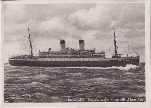 DR - Monte Rosa (1930) Passagierschiff Reederei Hamburg-Süd sw-AK ca. 1935