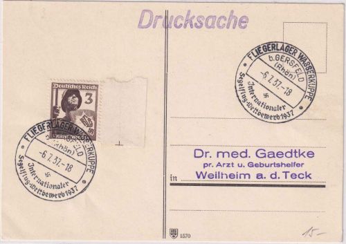 DR - Fliegerlager Wasserkuppe b. Gersfeld Int. Rhön-Segelflugwettbewerb 1937 SST