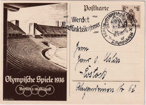 DR - Berlin 1936 SST Olympia-Stadion 16/8 - Aufbrauch 4.9.36 n. Rostock