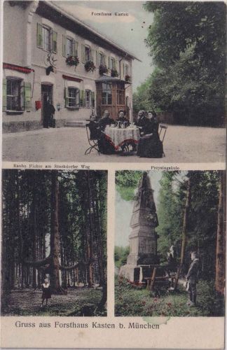 Bayern - Forsthaus Kasten (Gde. Neuried) b. München fabr. Mehrbild-AK 1913