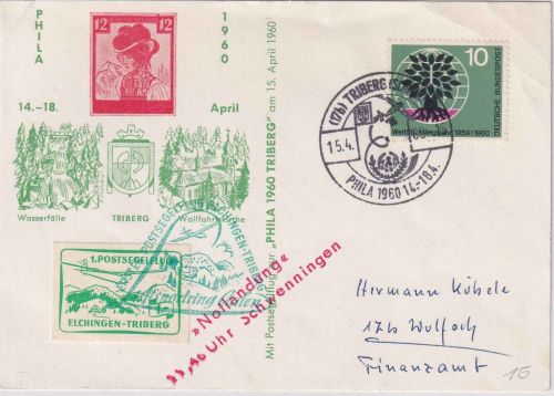 BRD - Postsegelflug Elchingen Triberg Notlandung Schwenningen 1960