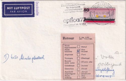BRD - Düsseldorf 1977 Lupo-Drucksache Zuleitung Segelflugpost Krems/St.Pölten