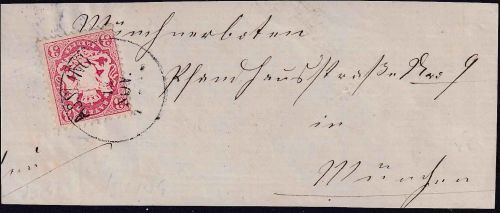 Bayern - Assling 18. NOV K1 Briefvorderseite 3 Kr. Wappen gez. n. München