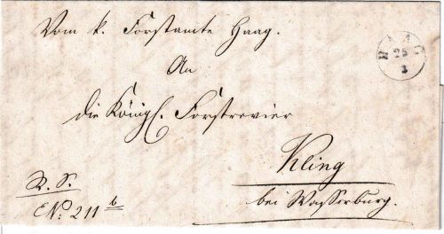 Bayern - Haag Fingerhut-K1 25/3 Dienstbrief n. Wasserburg 1846