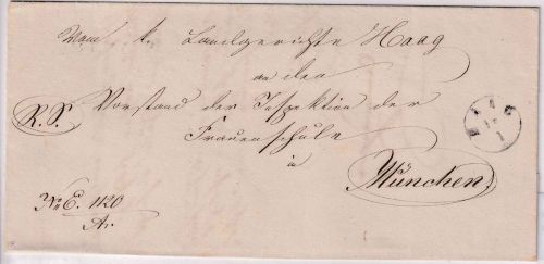 Bayern - Haag Fingerhut-K1 518/1 Portobtrief n. München 1849