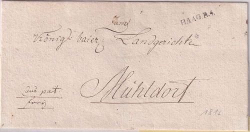 Bayern - Haag R4 L1 Francobrief n. Mühldorf ca. 1816