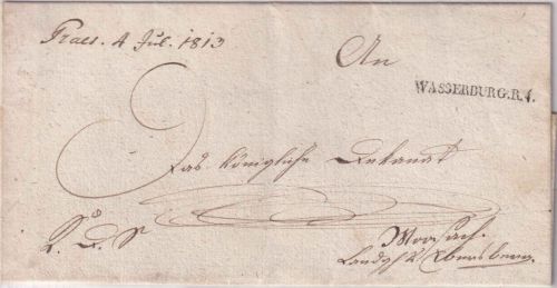 Bayern - Wasserburg R4 L1 Dienstbrief nach Moosach LG Ebersberg 1813