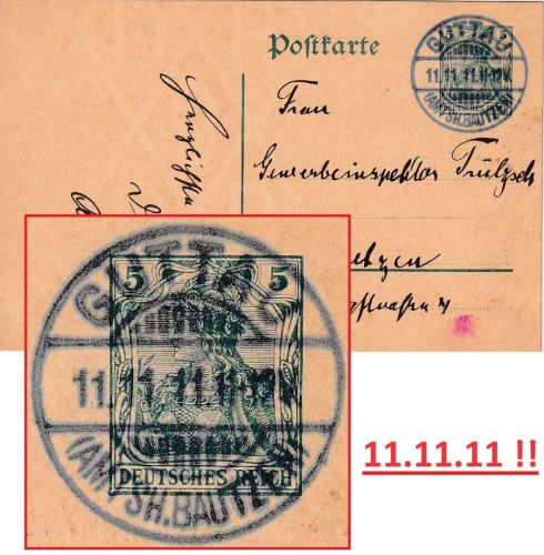 DR - Guttau (Amtsh. Bautzen) 11.11.11 11-12V 5 Pfg. Germania Ganzsache/Ortskarte