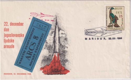 Jugoslawien - Maribor 1964 Raketenpost ARCS 8 Schmuckkuvert