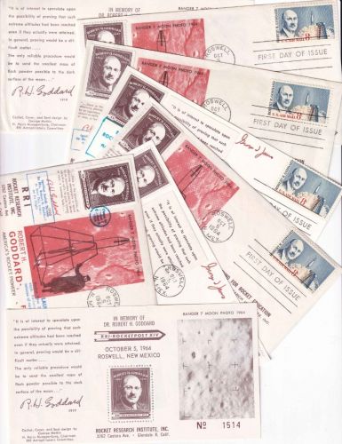 USA - US Rocket Mail R. Goddart Roswell 1964 - 6 Belege + 2 Vignettenblöcke