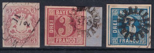 Bayern - Wasserburg 2xgMR 373, 1x HKS (2 Briefstücke, 1x lose)