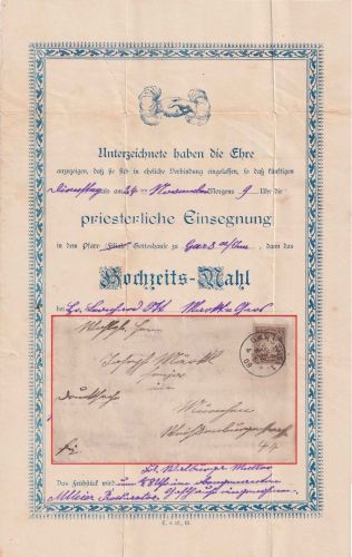 Bayern - 3 Pfg. Wappen Drucksache (Hochzeitseinladung) Gars a. Inn 15. NOV 08