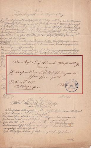 Bayern - Wasserburg 5. FEB. blauer K1 Dienstbrief m. Rezepisse (!) n. Wang 1873