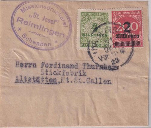 DR-Infla - 4 Mio. Korbdeckel u.a. Streifband bis 50g i.d. SCHWEIZ 31.10.23