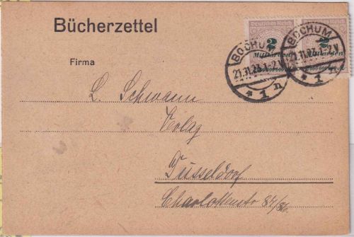 DR-Infla - 2x2 Mrd Korbdeckel Bücherzettel Bochum - Düsseldorf 21.11.23
