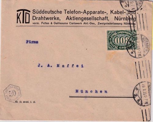 DR-Infla - 300 M. Queroval Brief Nürnberg 10.7.23 CUSTOS Portokontrolle
