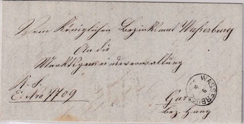 Bayern - Wasserburg 9/5 Zier-K1 Dienstbrief (Inhalt: Milzbrandverdacht!) n. Gars