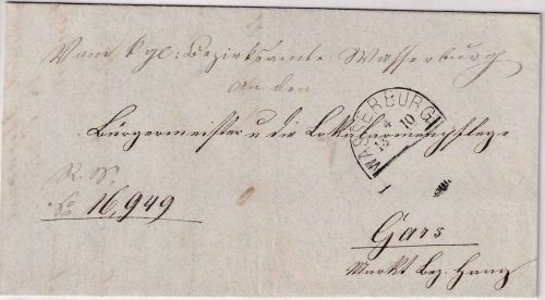 Bayern - Wasserburg 15/10 HKS Dienstbrief n. Gars 1870 - Inhalt !!