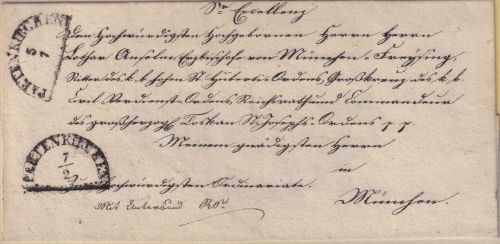 Bayern - Partenkirchen 7/2+5/7 HKS Bischofsbrief "mit Unterbund" n. München 1839