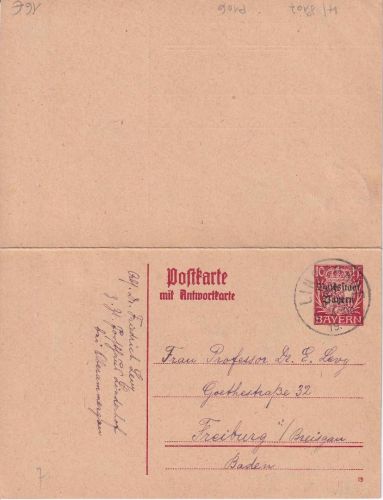 Bayern - 10/10 Pfg. Hupp/Volksstaat Ganzsachenkarte Linderhof 27.6.19 Absender !