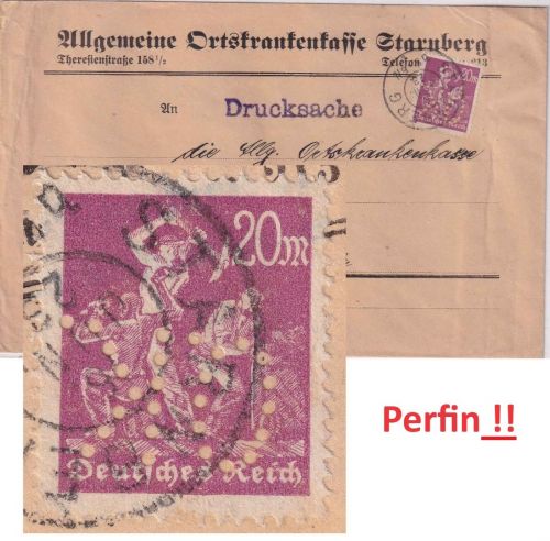 DR-Infla - 20 M. Bergmann Perfin "O.K." Drucksache n. Tölz 16. JUN 23
